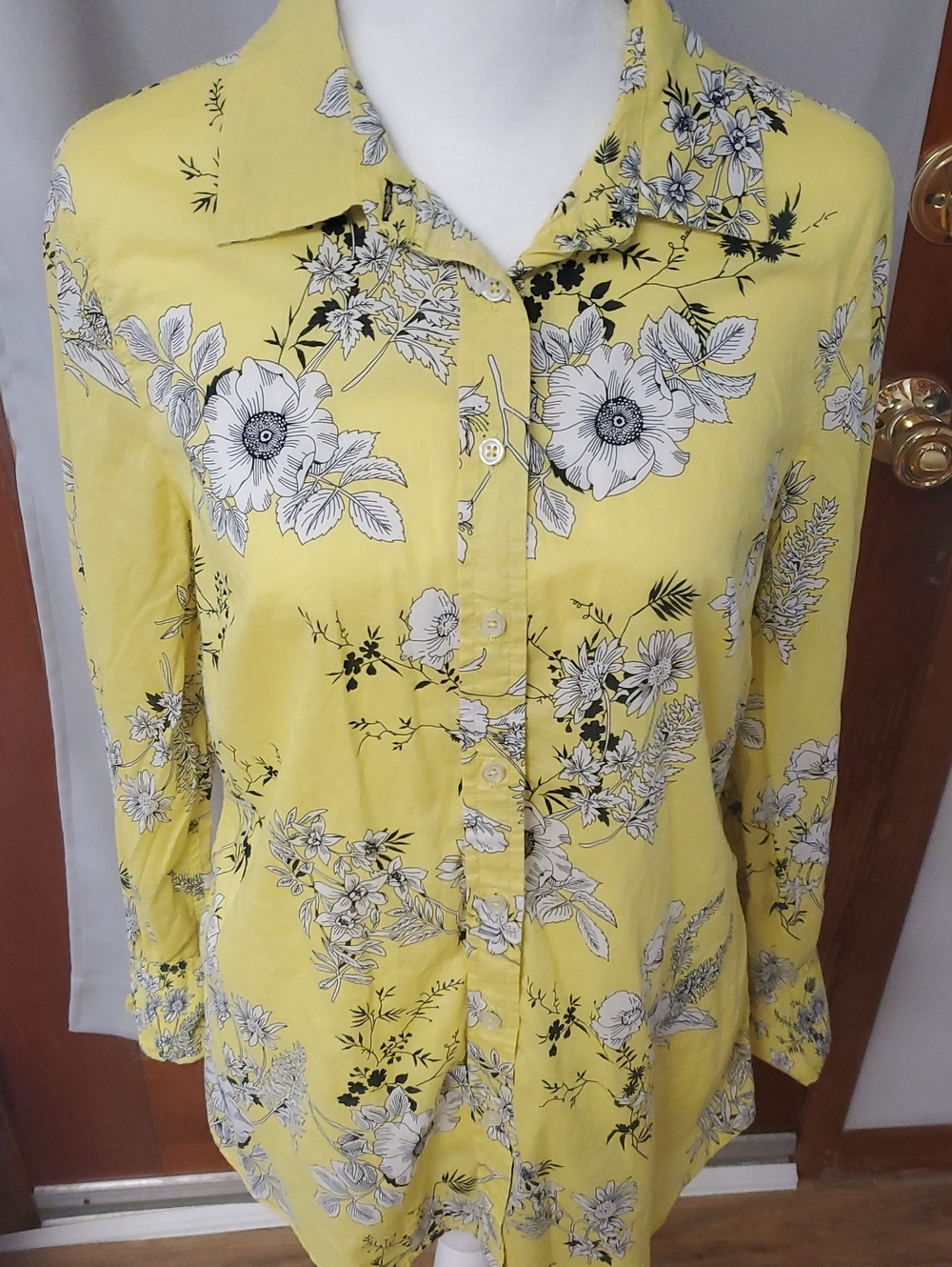 Talbots Yellow Floral Button-Down Shirt
